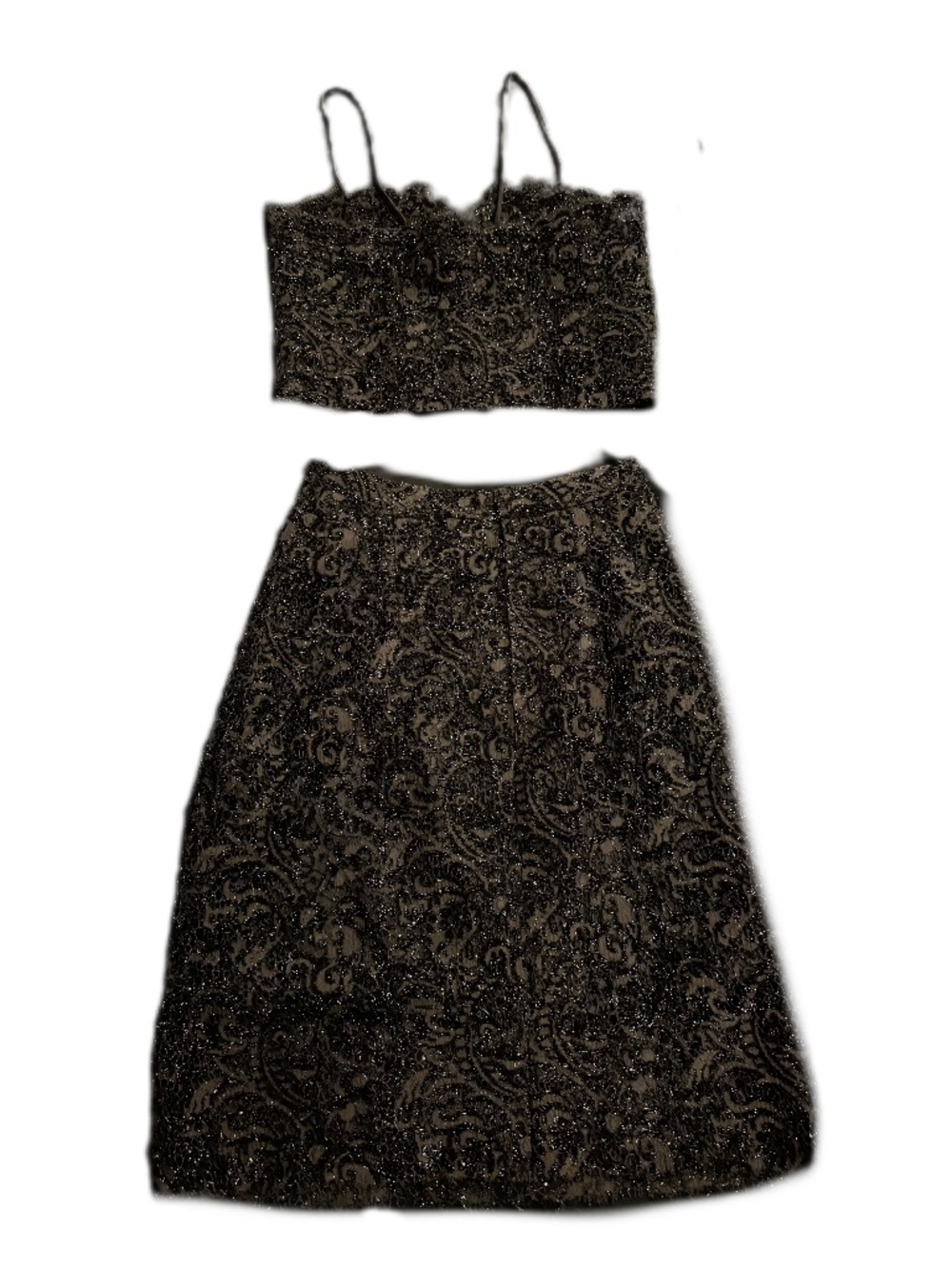 Stunning vintage lace bustier and skirt set
